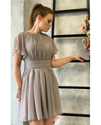 Сіра коктейльна сукня з рукавчиком крильцем